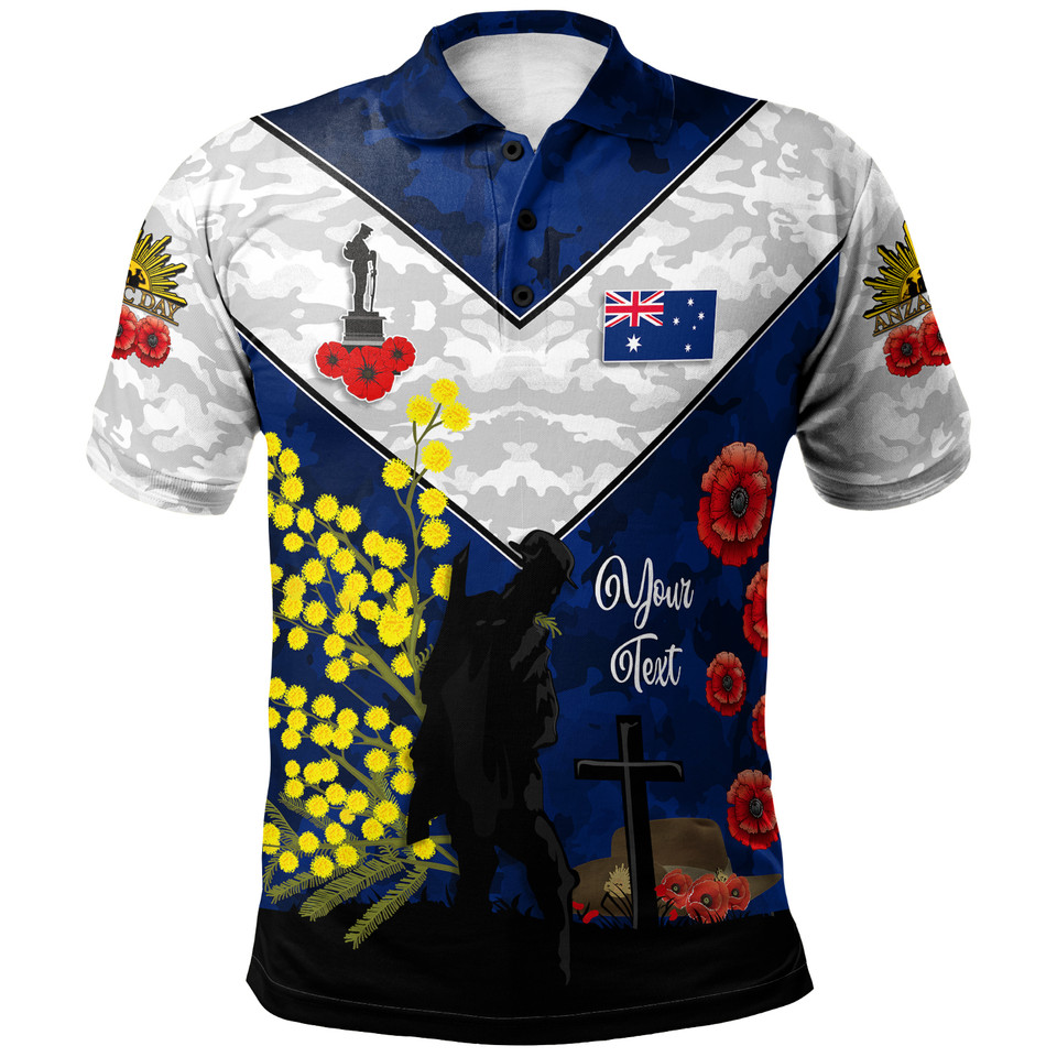 Australia Anzac Day Polo Shirt - Poppies with Golden Wattle Flowers ...