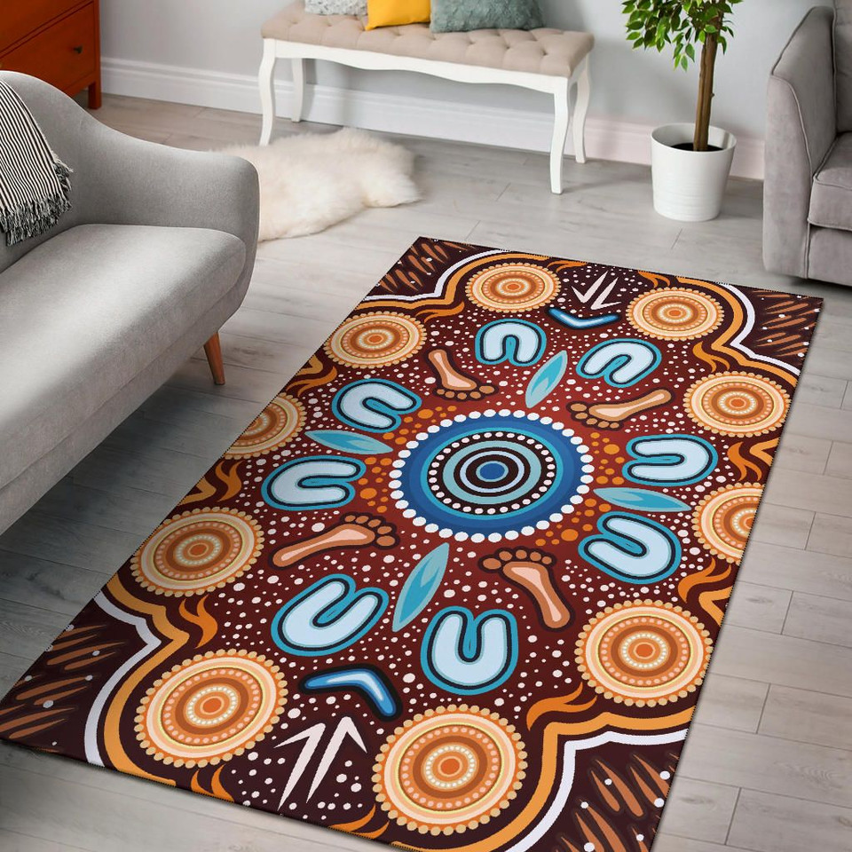 Australia Aboriginal Area Rug - Indigenous Circle Dot Painting Ver02
