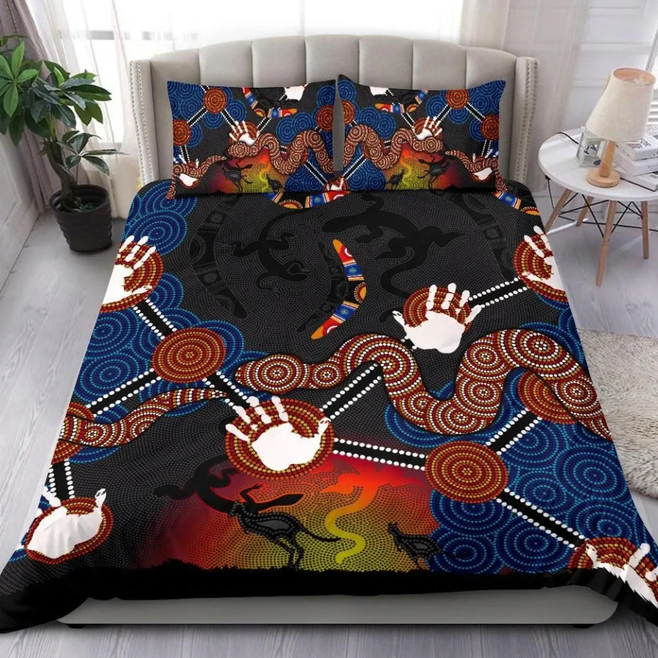 Australia Aboriginal Bedding Set Australian Boomerang and Snake