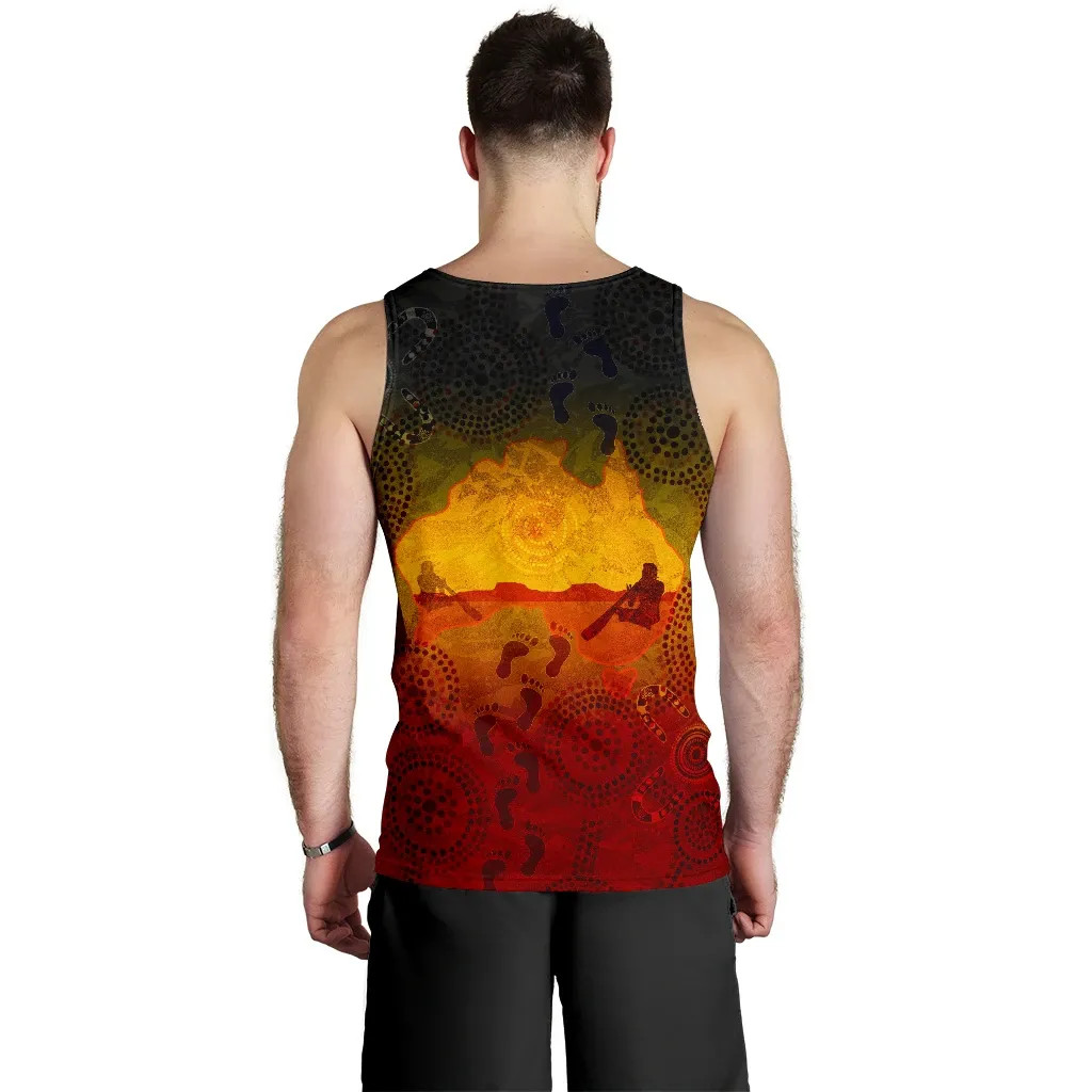 Australia Aboriginal Inspired Men Tank Top - Australian Map with ...