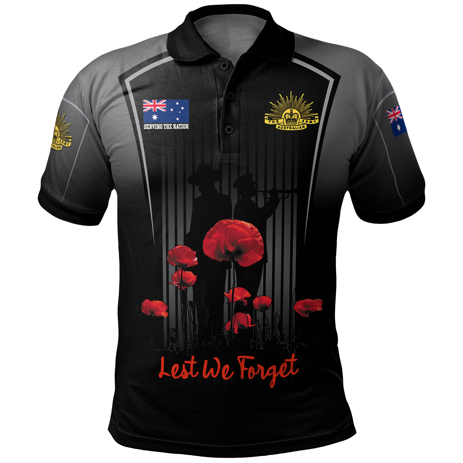 Australia Anzac Day Custom Polo Shirt - Remembrance Day Lest We Forget ...