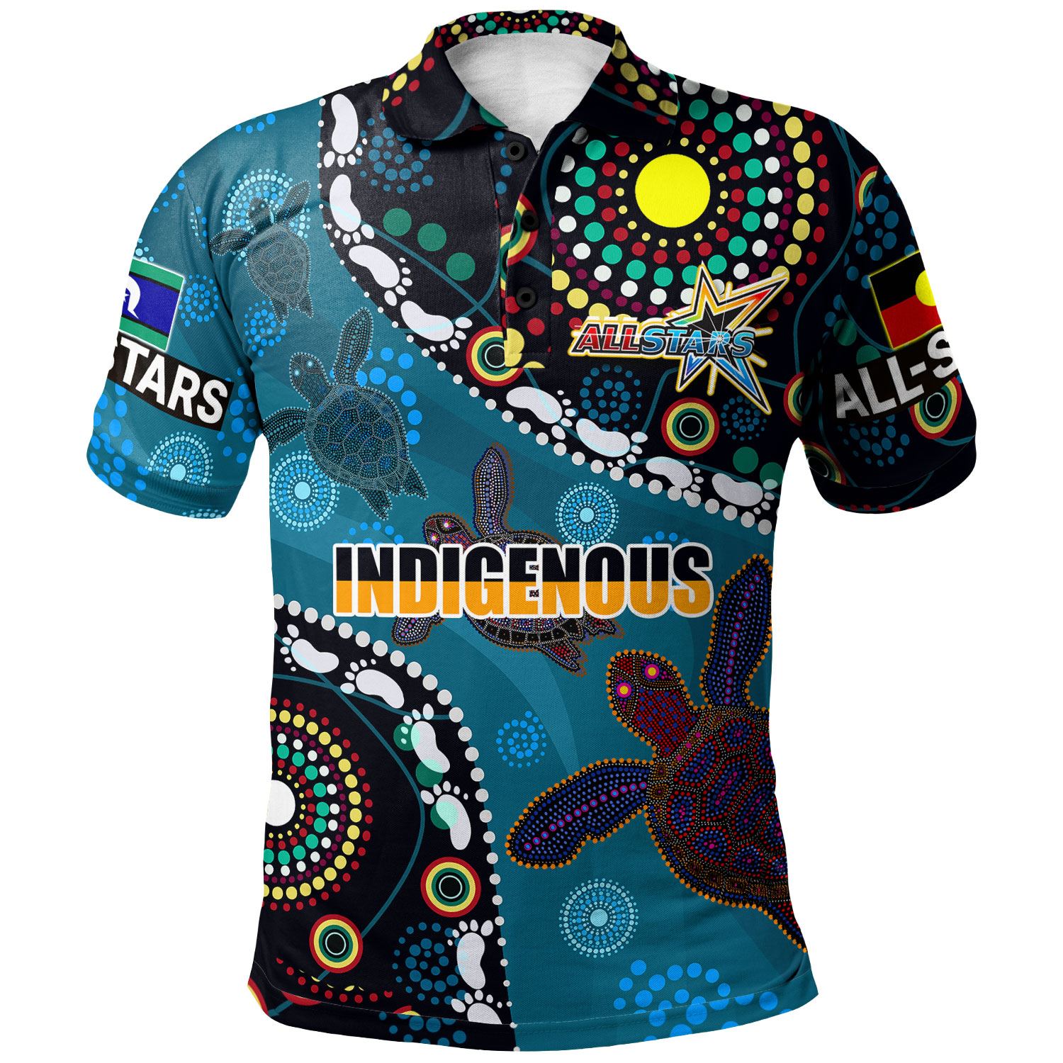 Indigenous All Stars Custom Polo Shirt - Dreamtime Turtles With ...