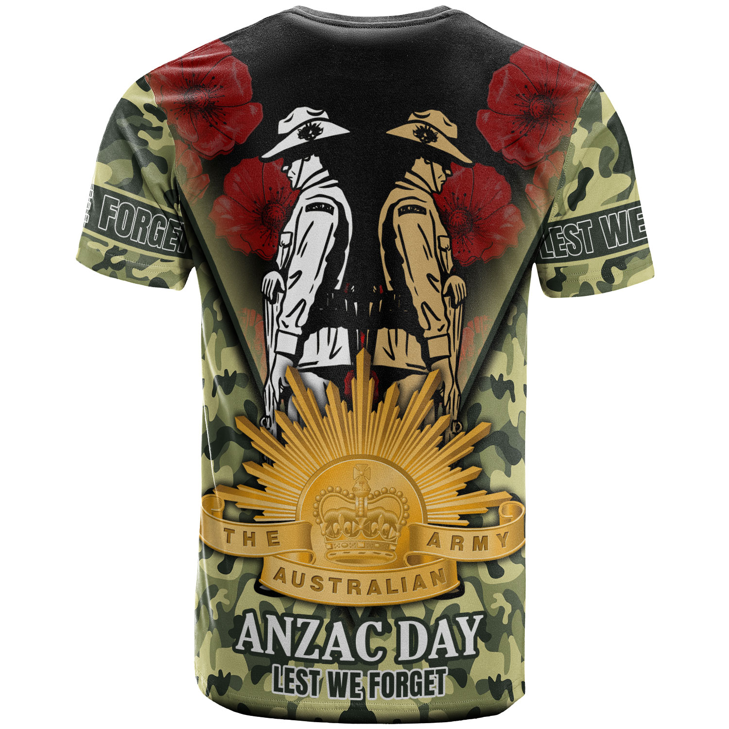 Anzac Day T-shirt - Australian Army Camo Patterns