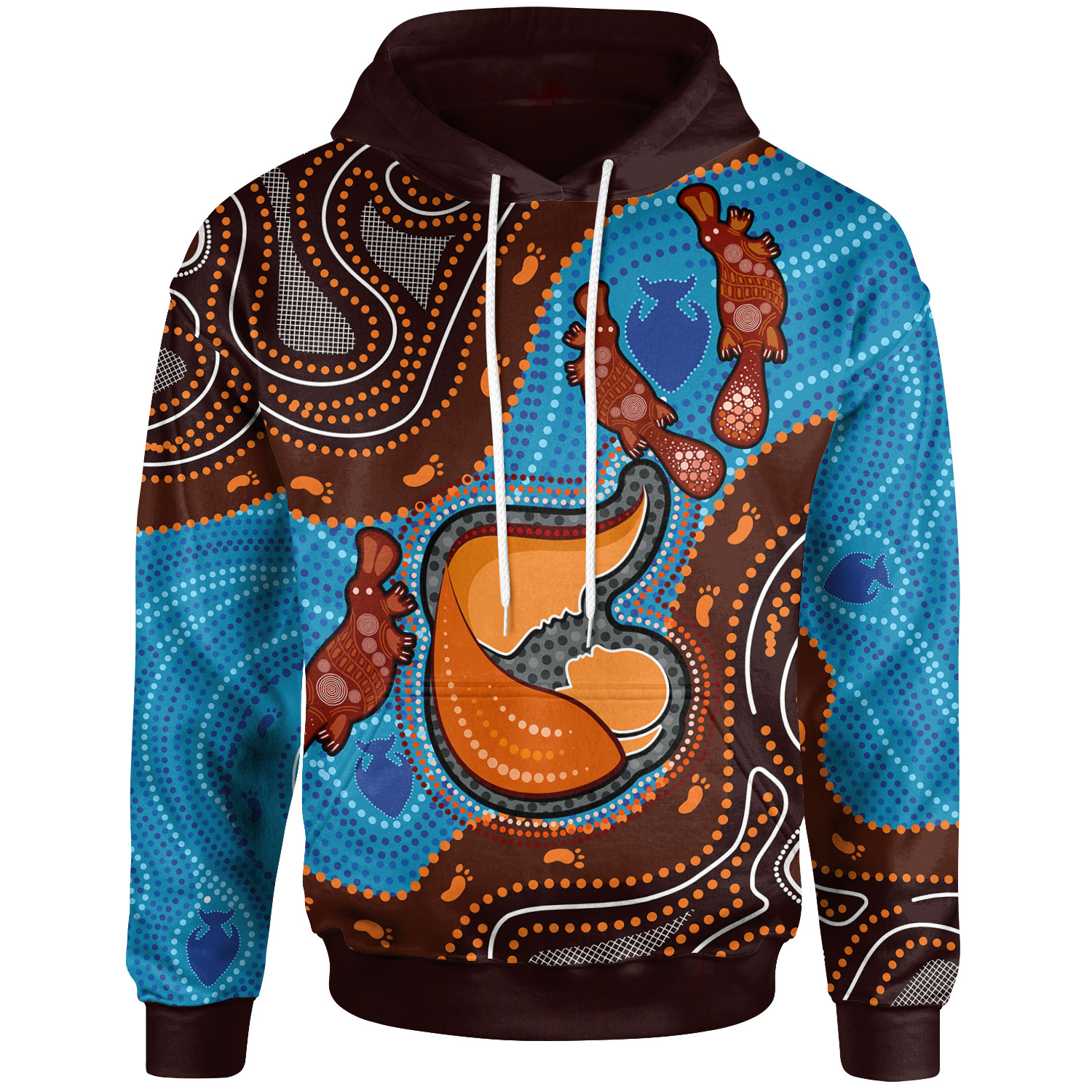 Australia Custom Hoodie - Aboriginal Mother And Son Platypus Art Land ...