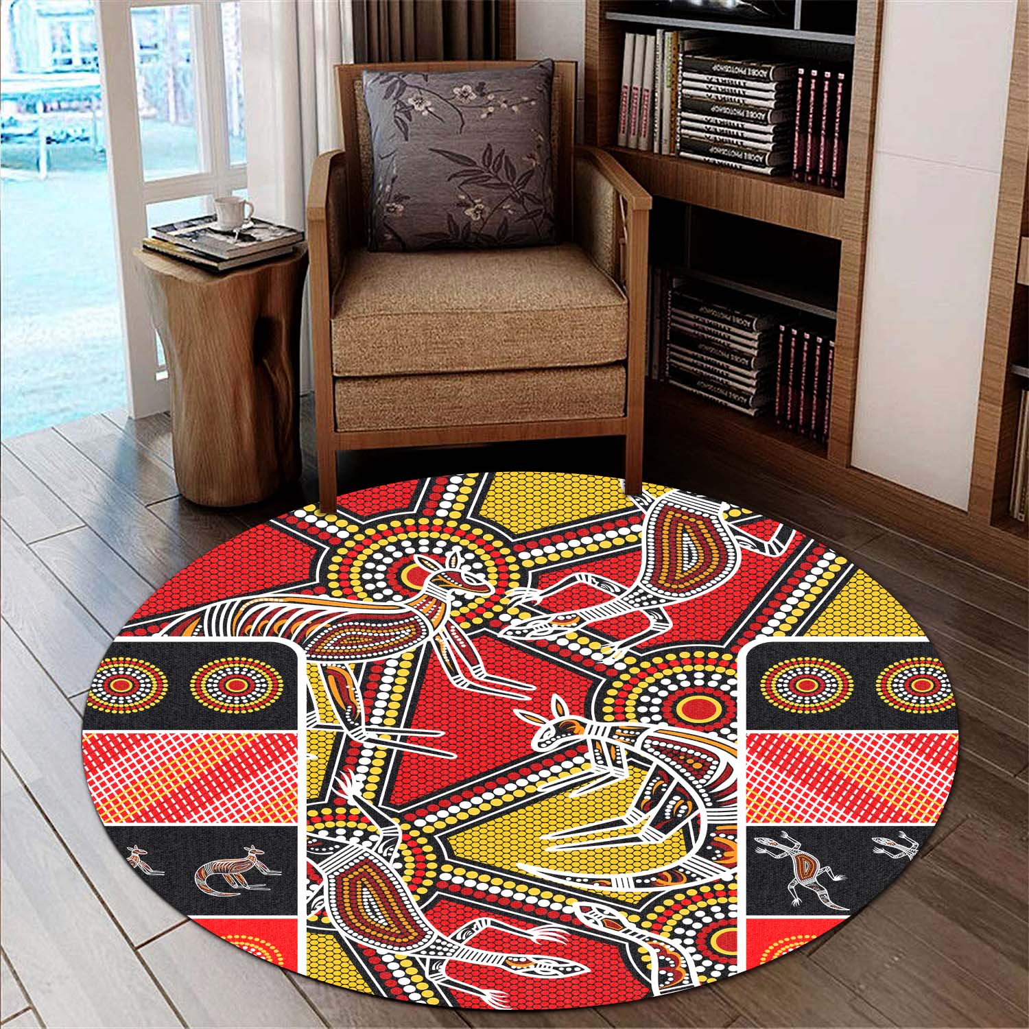 Australia Aboriginal Round Rug - Kangaroo Aboriginal Culture Dot ...