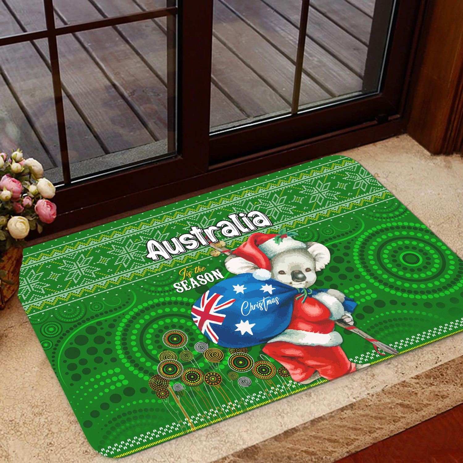 Aboriginal Christmas Door Mat Australia Koala Ugly Christmas with