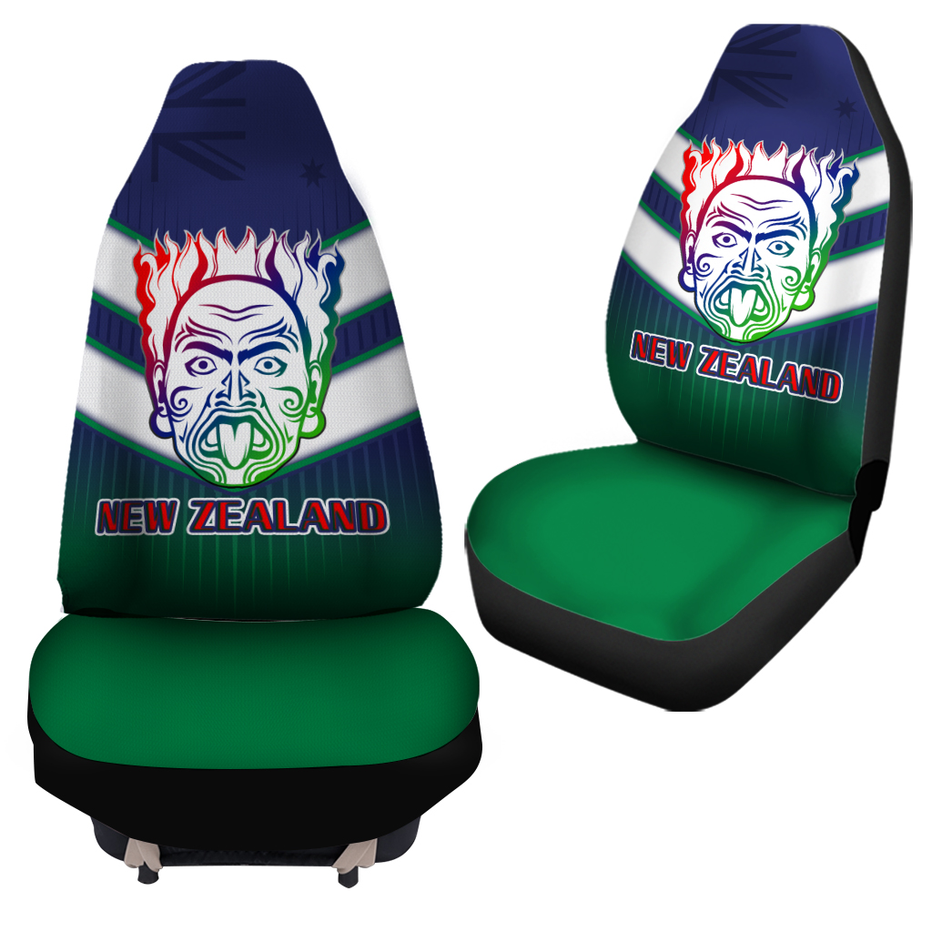 New Zealand Car Seat Cover Maori Face With NZ Flag