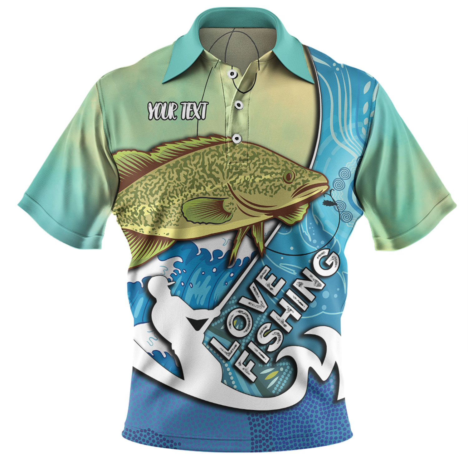 Australia Fishing Aboriginal Fishing Custom Polo Shirt - Love Fishing ...