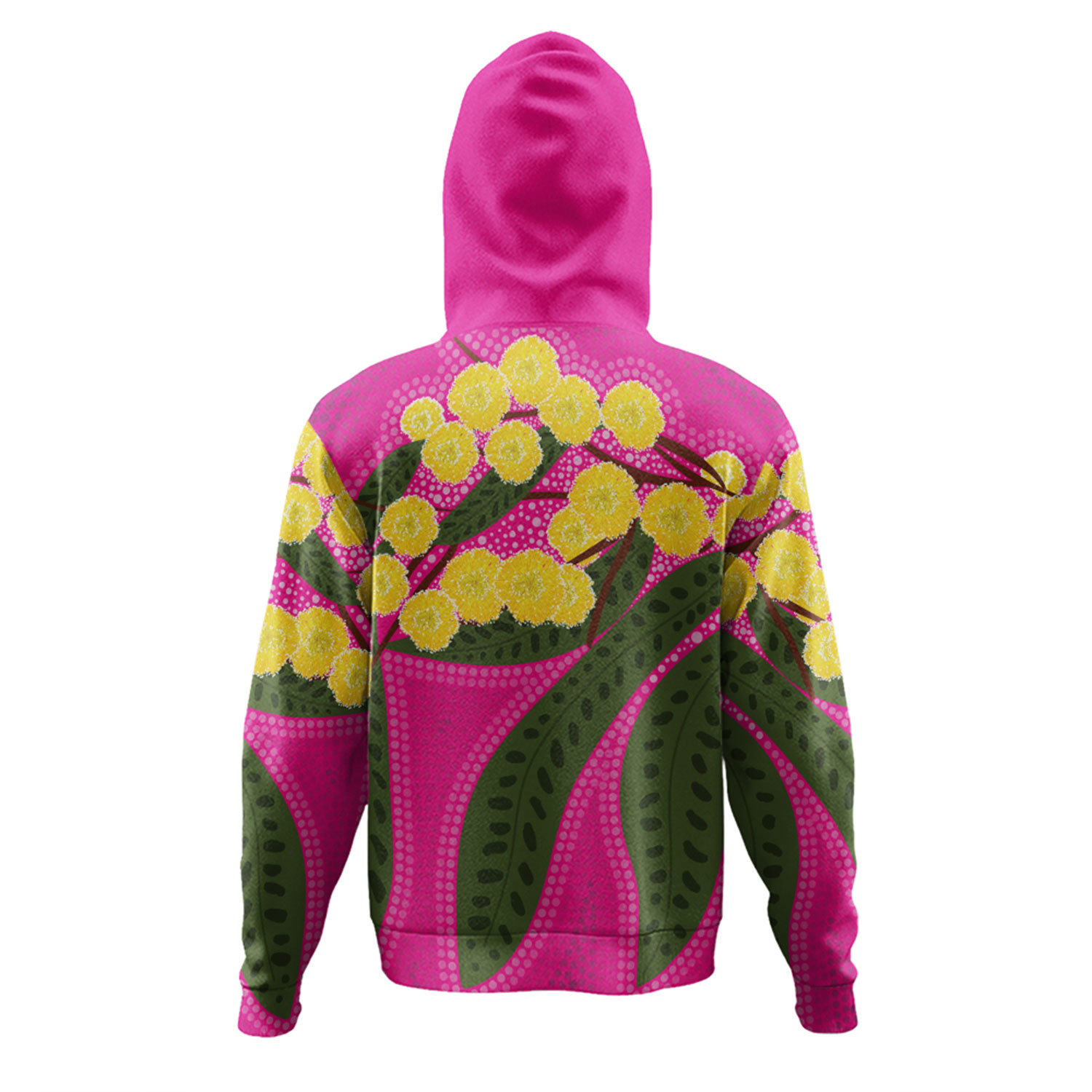 Australia Flowers Aboriginal Hoodie - Australian Yellow Wattle Flowers ...