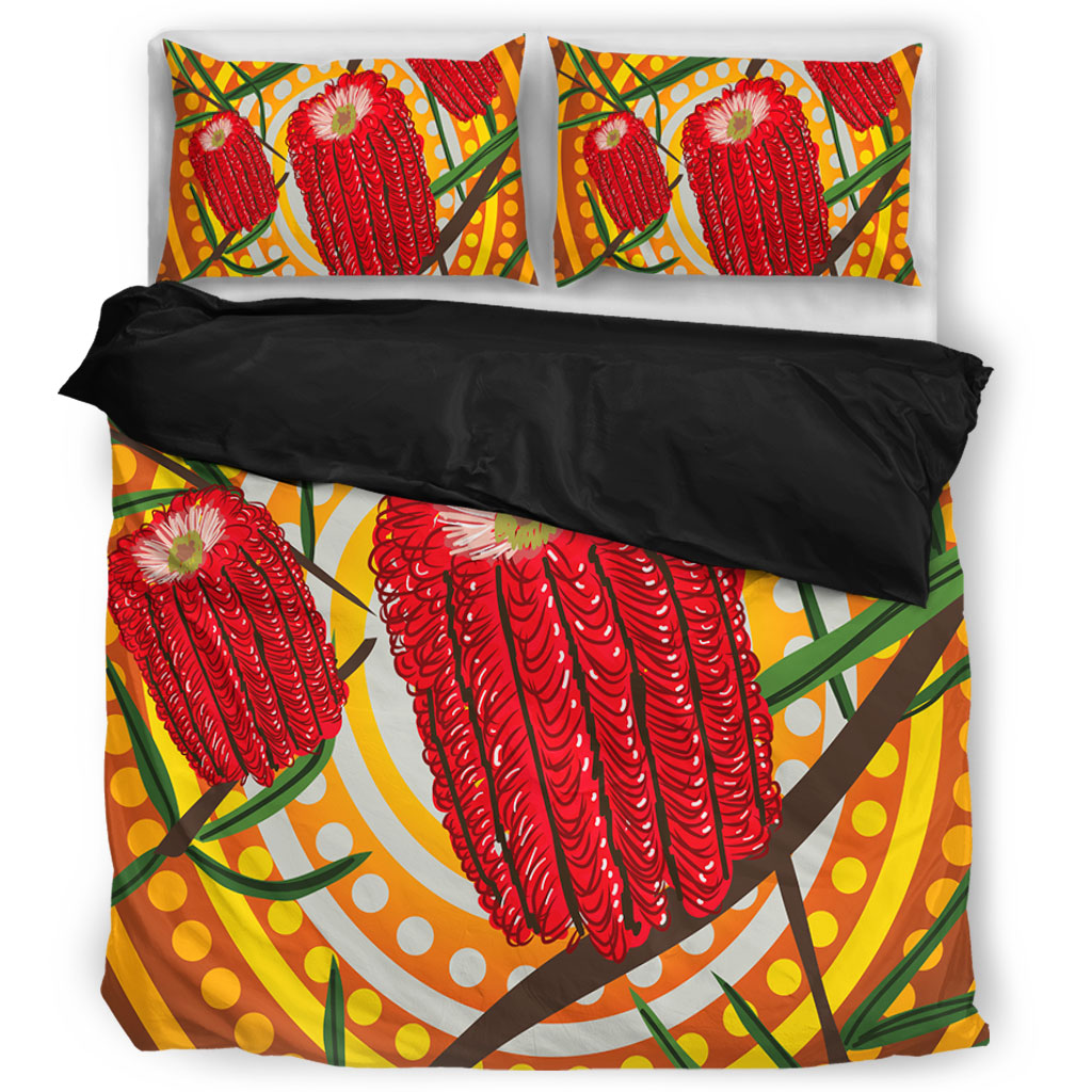 Australia Flowers Aboriginal Bedding Set - Aboriginal Dot Painting With ...