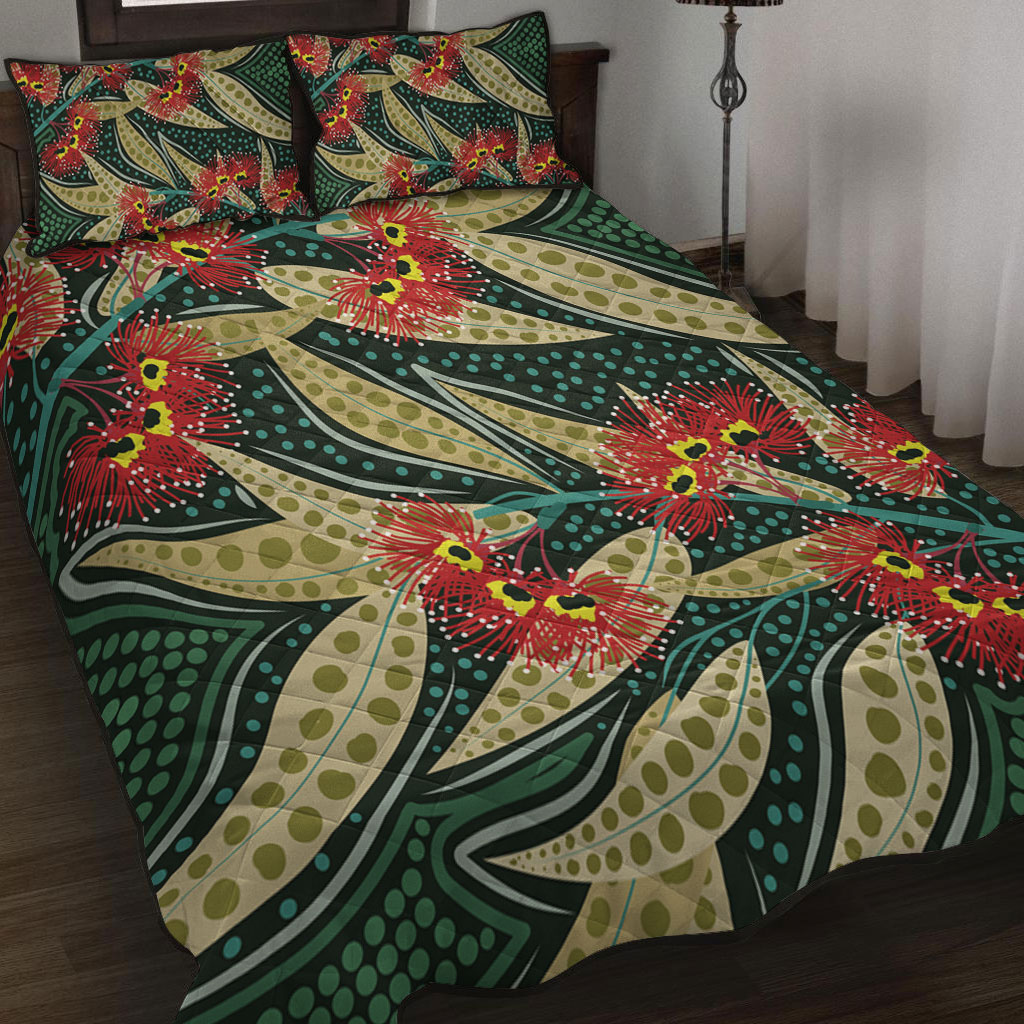 Australia Flowers Aboriginal Quilt Bed Set - Aboriginal Dot Art of ...