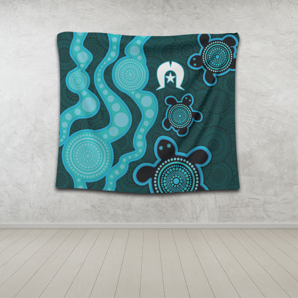 Australia Aboriginal Turtles Torres Strait Islands Tapestry - Blue ...