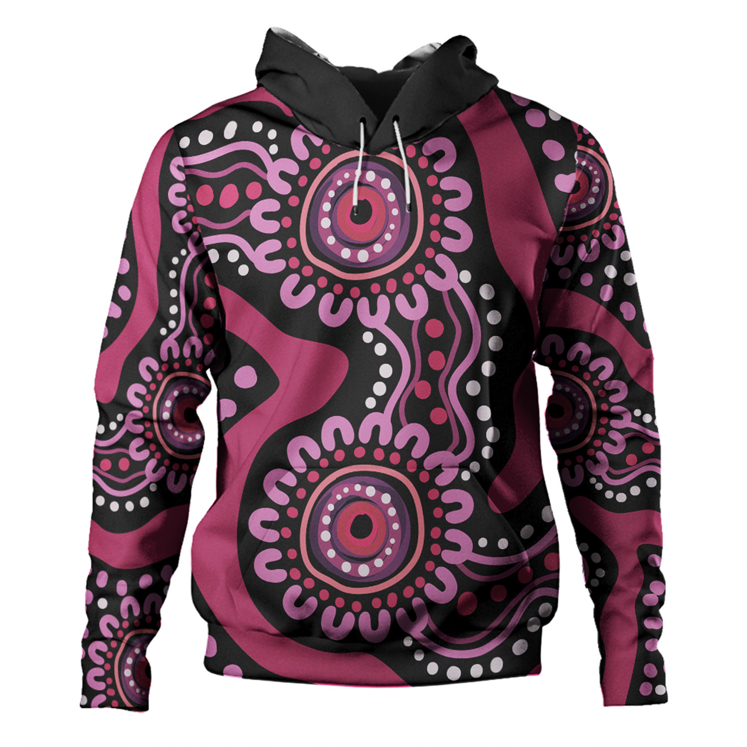 Australia Dot Painting Inspired Aboriginal Hoodie - Pink Flowers ...