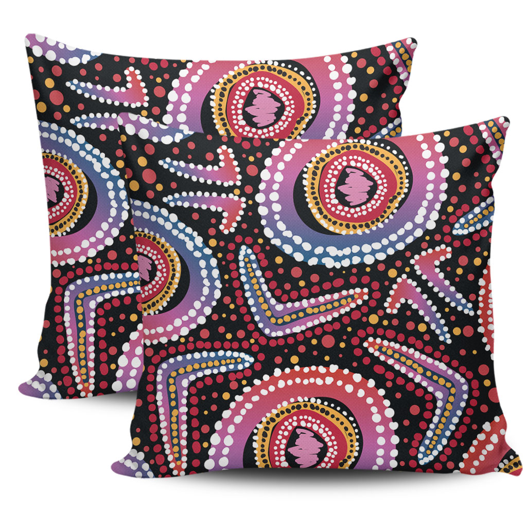 Australia Dot Painting Inspired Aboriginal Pillow Cases Boomerang