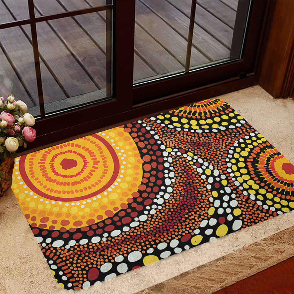 Doormat Native Australia Aboriginal Doormat - Brown Aboriginal Style Dot Art Doormat