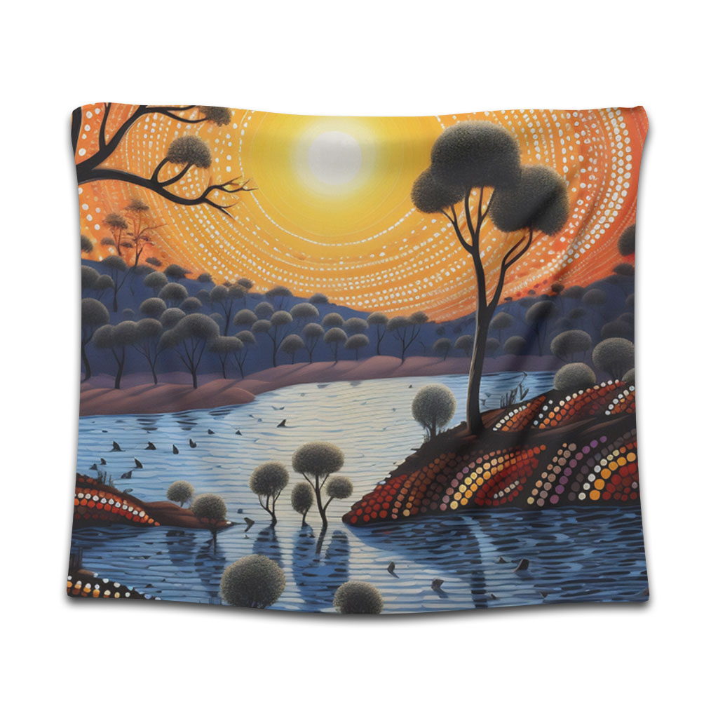 Australia Aboriginal Tapestry - Aboriginal River In Circle and Dot ...