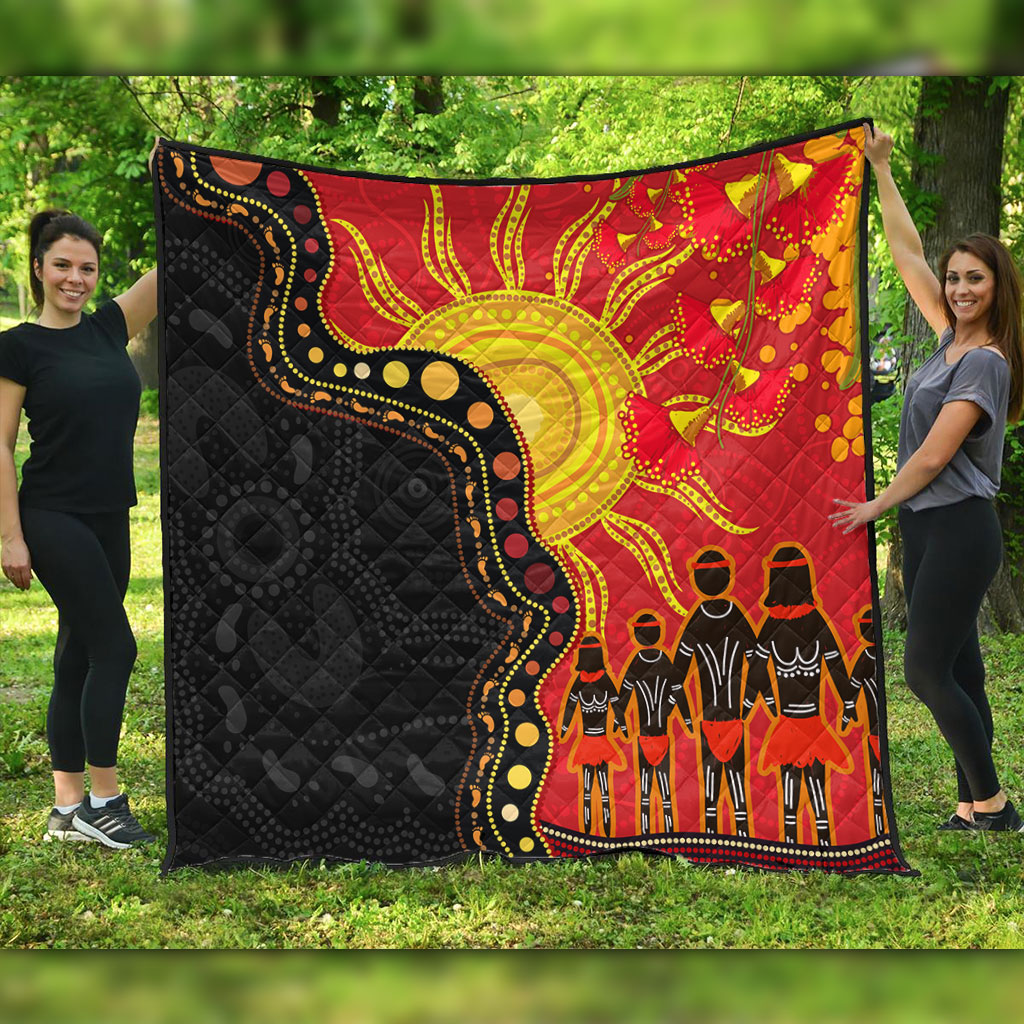 Australia Quilt Indigenous Dot Painting Inspired By The Aboriginal Flag