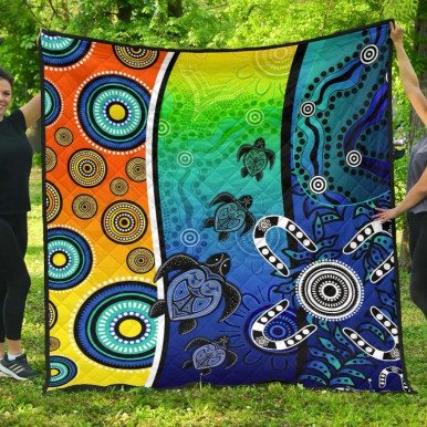 Australia Aboriginal Quilt - Indigenous Turtle Dot Painting Art