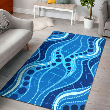 Australia Aboriginal Area Rug - Aboriginal dot art painting Blue River ...