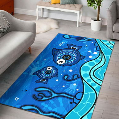 Australia Aboriginal Area Rug - Aboriginal dot art painting with fish ...