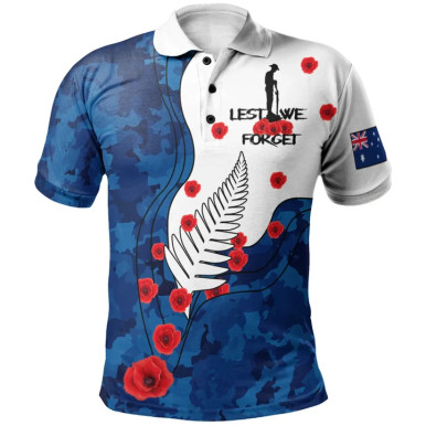 New Zealand Anzac Day Polo Shirt - Lest We Forget Military Patterns