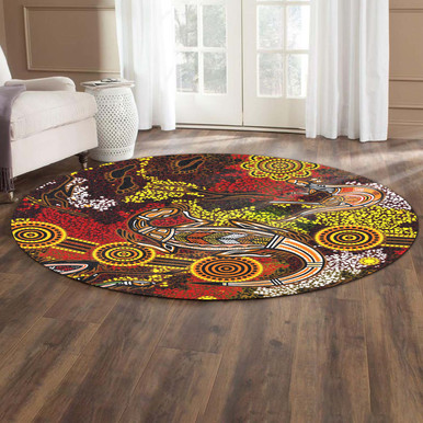 Australia Aboriginal Round Rug - Lizard Aboriginal Animal Dot Painting ...