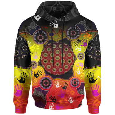 Aboriginal Hoodie - Australia Indigenous Flag Circle Dot Painting Art (Golden) main image 0