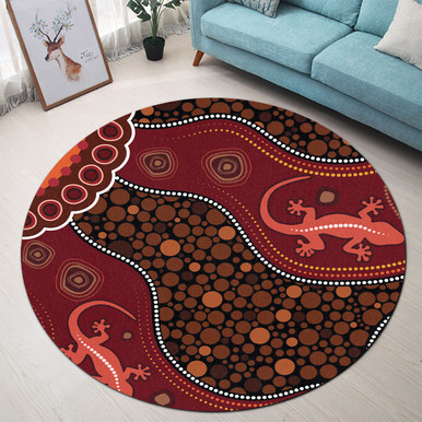Cool Rug Lizard Australia Aboriginal Inspired Round Rug - Lizard Aboriginal Inspired ...