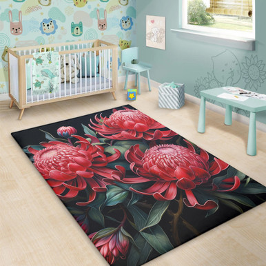 Australia Waratah Area Rug - Red Waratah Flowers Fine Art Ver2 Area Rug