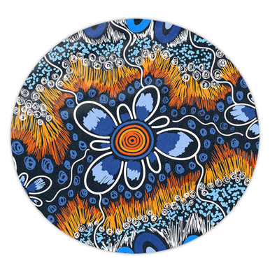 Australia Aboriginal Round Rug - Aboriginal Flowers Art Round Rug