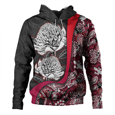 Australia Warratah Goanna Aboriginal Hoodie - Waratah Flowers With Red ...
