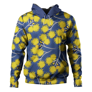 Australia Flowers Aboriginal Hoodie - Yellow Wattle Flowers With ...