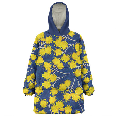Australia Flowers Aboriginal Snug Hoodie - Yellow Wattle Flowers With ...