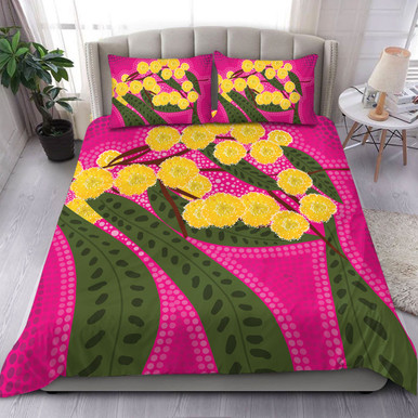 Australia Flowers Aboriginal Bedding Set - Australian Yellow Wattle ...