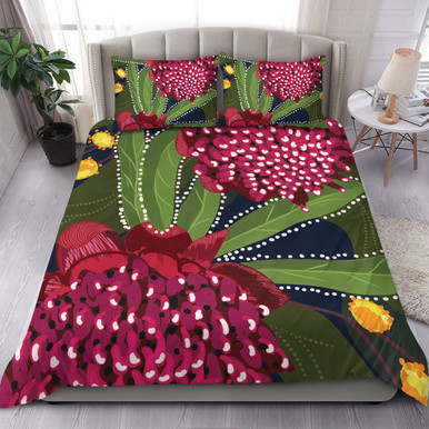 Australia Flowers Aboriginal Bedding Set - Australian Waratah Flower ...