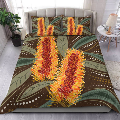 Australia Flowers Aboriginal Bedding Set - Aboriginal Dot Art With ...