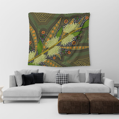 Australia Flowers Aboriginal Tapestry - Aboriginal Dot Art Of ...