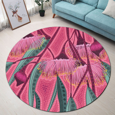 Australia Flowers Aboriginal Round Rug - Aboriginal Dot Art Of ...