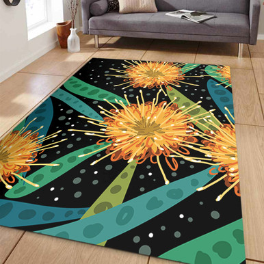 Australia Flowers Aboriginal Area Rug - Australian Yellow Hakea Flower ...