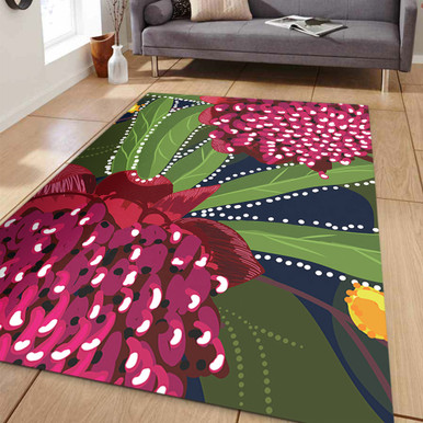 Australia Flowers Aboriginal Area Rug - Australian Waratah Flower Art ...