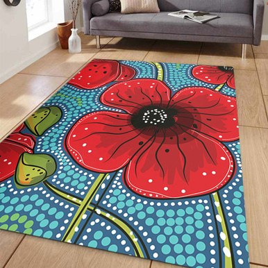 Australia Flowers Aboriginal Area Rug - Aboriginal Dot Art Of ...