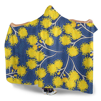 Australia Flowers Aboriginal Hooded Blanket - Yellow Wattle Flowers ...
