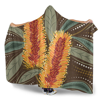 Australia Flowers Aboriginal Hooded Blanket - Aboriginal Dot Art With ...