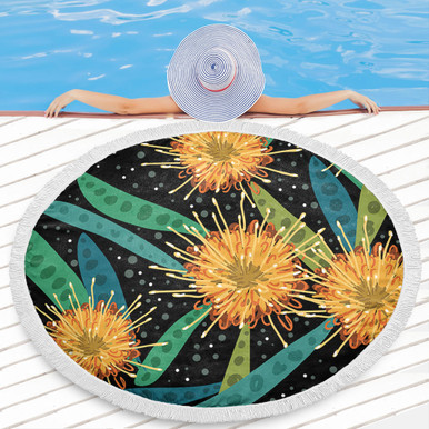 Australia Flowers Aboriginal Beach Blanket - Australian Yellow Hakea ...