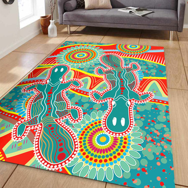 Australia Animals Platypus Aboriginal Area Rug - Green Platypus With ...