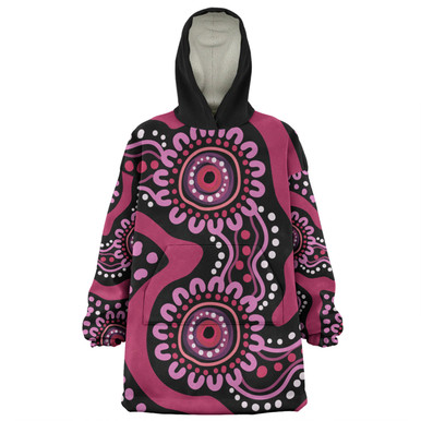 Australia Dot Painting Inspired Aboriginal Snug Hoodie - Pink Flowers ...