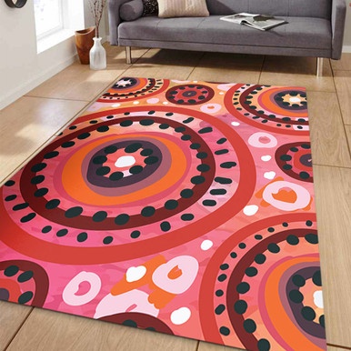 Australia Dot Painting Inspired Aboriginal Area Rug - Circle In The ...
