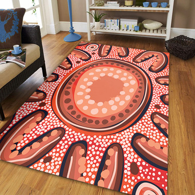 Australia Dot Painting Inspired Aboriginal Area Rug - Big Flower ...