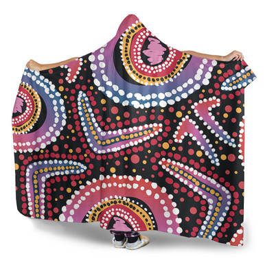 Australia Dot Painting Inspired Aboriginal Hooded Blanket - Boomerang ...