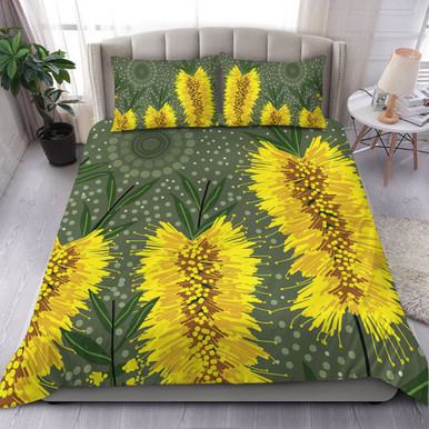 Australia Aboriginal Bedding Set - Yellow Bottle Brush Flora In ...
